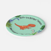 恐竜の岩の誕生日パーティー ペーパープレート (アングル)
