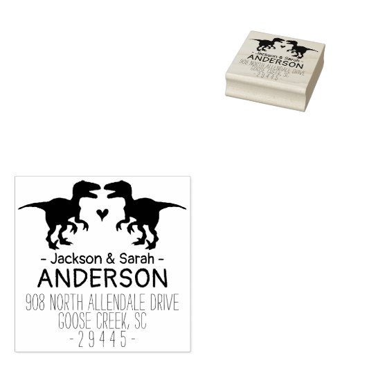 恐竜の差出人住所スタンプ結婚 – の動物 ラバースタンプ (押印)