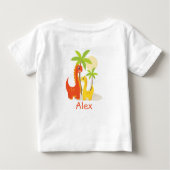 恐竜の幼児用誕生日カスタマイズTシャツ ベビーTシャツ (裏面)