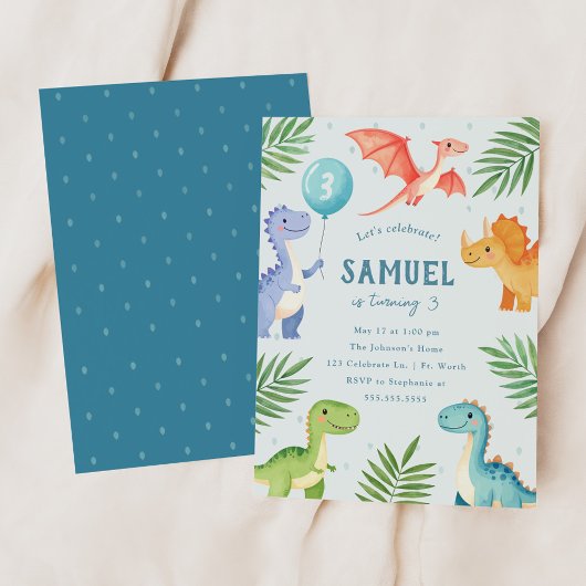 恐竜の幼少期の誕生日パーティーの招待状 招待状