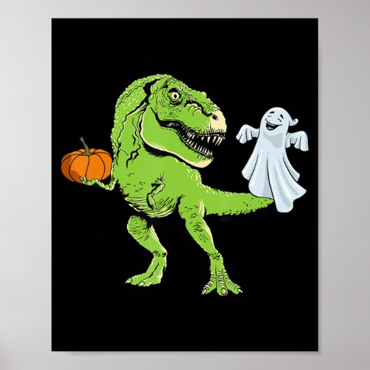 恐竜の幽霊怠惰ハロウィーン衣装おもしろいTRexプム ポスター (正面)