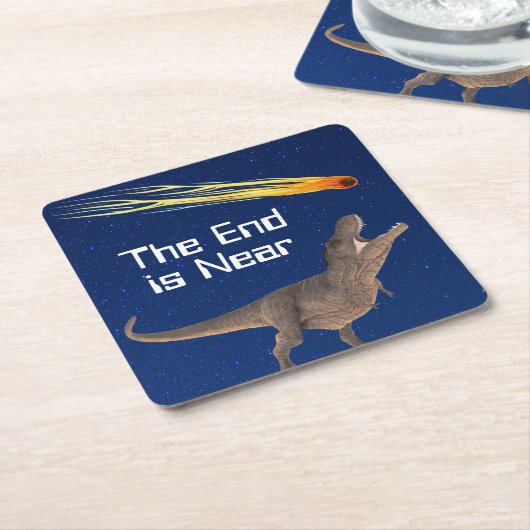 恐竜の廃墟は大惨事に近い スクエアペーパーコースター (アングル)