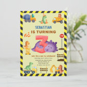 恐竜の建築ディノクルー3歳の誕生日 招待状 (スタンド正面)