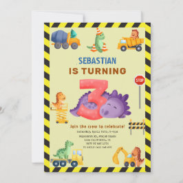 恐竜の建築ディノクルー3歳の誕生日 招待状