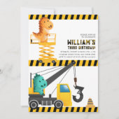 恐竜の建築誕生日パーティーの招待 招待状 (正面)