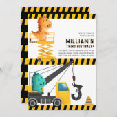 恐竜の建築誕生日パーティーの招待 招待状 (正面/裏面)