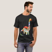 恐竜の形をしたフローラグラフィック花模様 Tシャツ (正面フル)