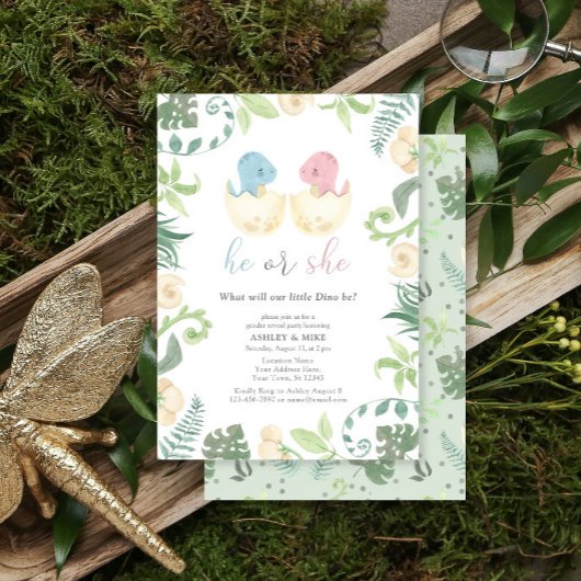 恐竜の性別がジャングルを明らかにするかわいい 招待状