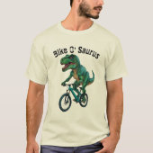 恐竜の恋人のシャツ、おもしろい自転車動物のTシャツ Tシャツ (正面)