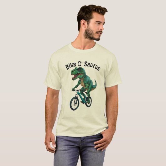 恐竜の恋人のシャツ、おもしろい自転車動物のTシャツ Tシャツ (正面フル)