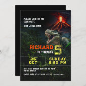 恐竜の恋人の子供のカスタマイズ可能な誕生日パーティー 招待状 (正面/裏面)