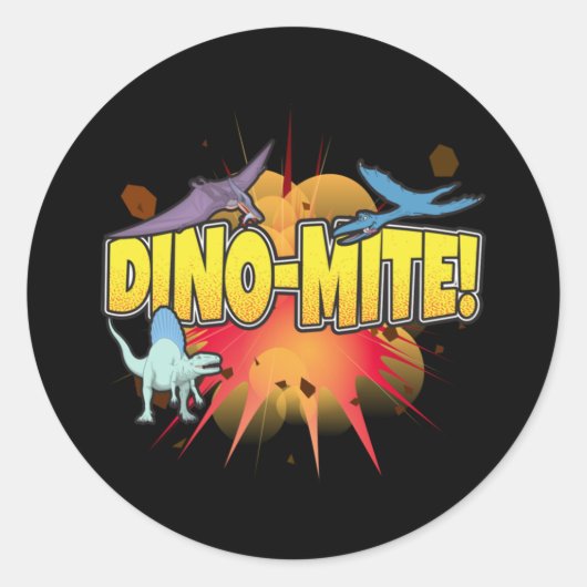 恐竜の恋人ダイナマイトDino-mite Pun ラウンドシール (正面)