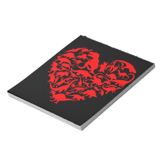 恐竜の愛ハートかわいいバレンタインデー少年たち ノートパッド (回転)