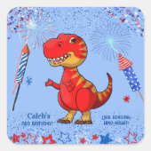 恐竜の愛国的な誕生日 スクエアシール (正面)