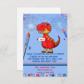 恐竜の愛国的な誕生日 招待状 (正面/裏面)