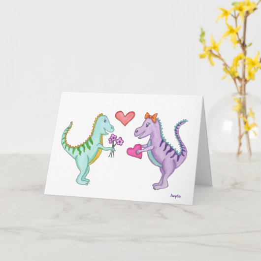 恐竜の愛 カード (黄色い花)