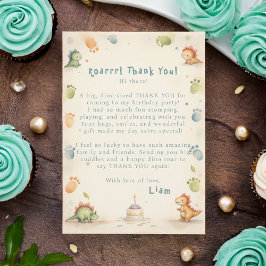 恐竜の感謝カード  ワン・ア・サウルス 1歳の誕生日 招待状