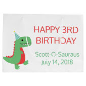 恐竜の抱き枕と個人用設定 ラージペーパーバッグ (裏面)