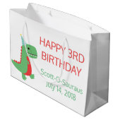 恐竜の抱き枕と個人用設定 ラージペーパーバッグ (裏面アングル)