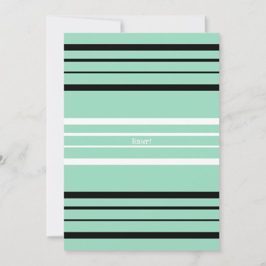 恐竜の招待状はずかずかと歩き、最初誕生日をChomp 招待状 (裏面)