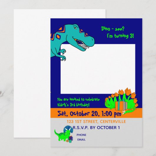 恐竜の招待状 招待状 (正面/裏面)