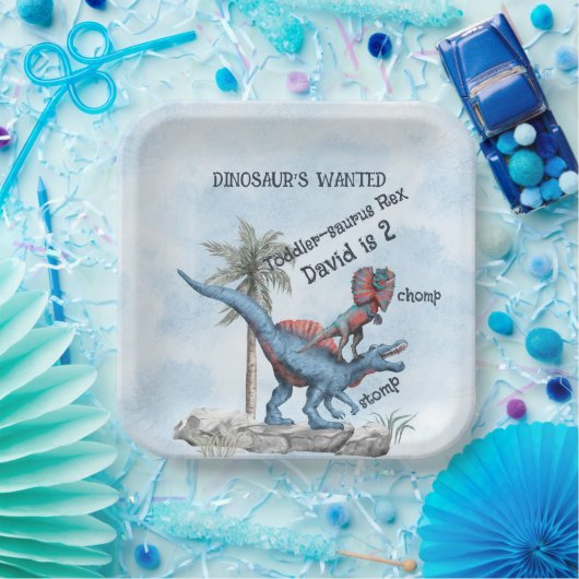 恐竜の指名手配の2歳の誕生日 ペーパープレート (パーティー)