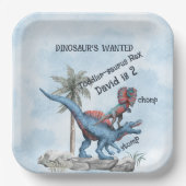 恐竜の指名手配の2歳の誕生日 ペーパープレート (正面)