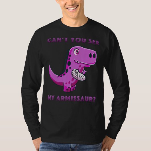 恐竜の損傷の壊れた腕が程なく可愛いトレックス Tシャツ (正面)