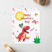 恐竜の教室バレンタインデーのカード ノートカード (正面/裏面インサイチュ)
