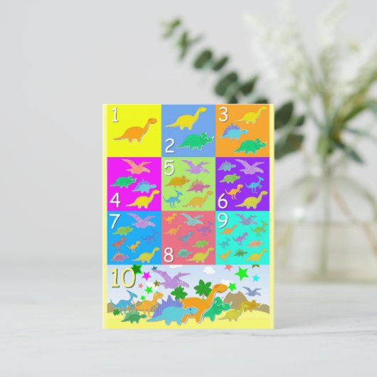 恐竜の数を1から10に数えよう ポストカード (スタンド正面)