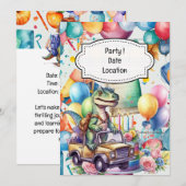 恐竜の新学期テーマ for 学生 招待状 (正面/裏面)