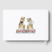 恐竜の新郎新婦のフローラ結婚の金ゴールド ゲストブック (裏面)