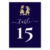 恐竜の新郎新婦結婚のネイビーブルー テーブルナンバー (裏面)