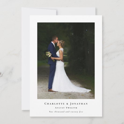 恐竜の新郎新婦結婚の写真ありがとう サンキューカード (正面)