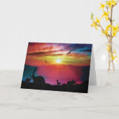 恐竜の日没 カード (黄色い花)