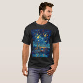 恐竜の日 隕石流 星空の夜 Tシャツ (正面フル)