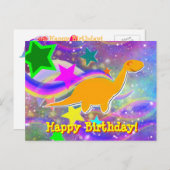 恐竜の星と渦巻きハッピーバースデーはがき ポストカード (正面/裏面)