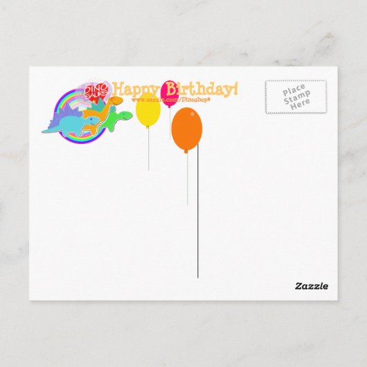恐竜の星と渦巻きハッピーバースデーはがき ポストカード (裏面)