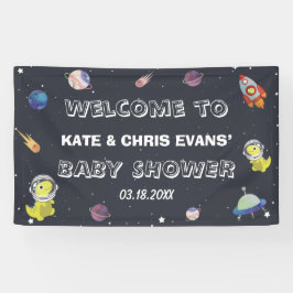 恐竜の星の惑星銀河系赤ちゃんシャワー背景 横断幕