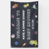 恐竜の星の惑星銀河系赤ちゃんシャワー背景 横断幕 (縦)