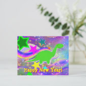 恐竜の星及び渦巻の明けましておめでとうの郵便はがき シーズンポストカード (スタンド正面)