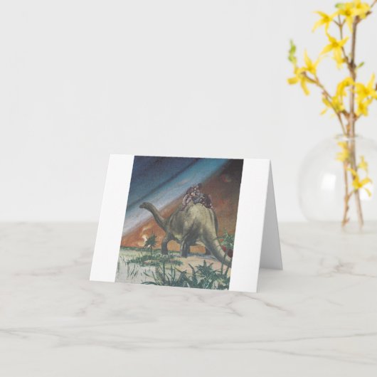 恐竜の昼寝- カード (黄色い花)