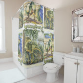 恐竜の時代:水彩風景イラストレーション シャワーカーテン (インサイチュ)