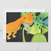 恐竜の最初の少年の誕生日と写真 招待状 (裏面)