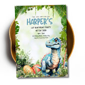 恐竜の最初の誕生日の招待状、ジュラシックパーティー 招待状