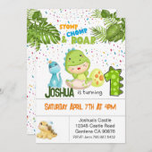 恐竜の最初の誕生日の招待状 招待状 (正面/裏面)