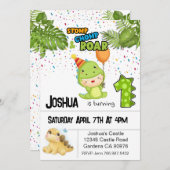 恐竜の最初の誕生日の招待状 招待状 (正面/裏面)