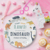 恐竜の最初の誕生日ストンプチョンプロール ペーパープレート (パーティー)