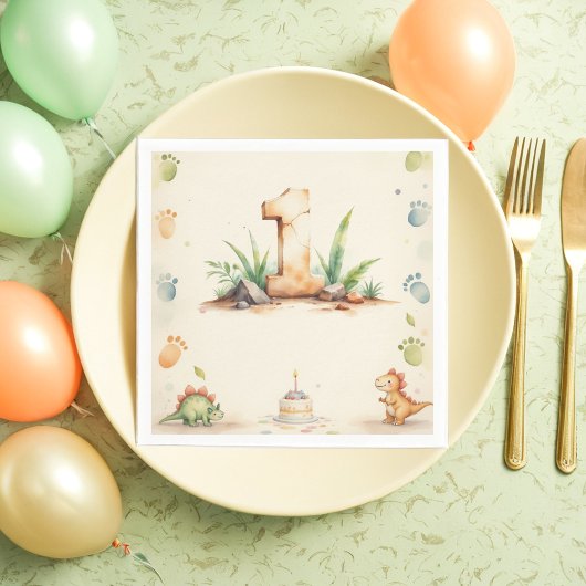 恐竜の最初の誕生日ナプキンスOne-a-saurusパーティー スタンダードカクテルナプキン