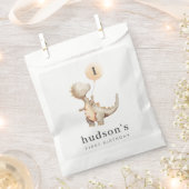 恐竜の最初の誕生日バルーン フェイバーバッグ (クリップ留めされた状態)